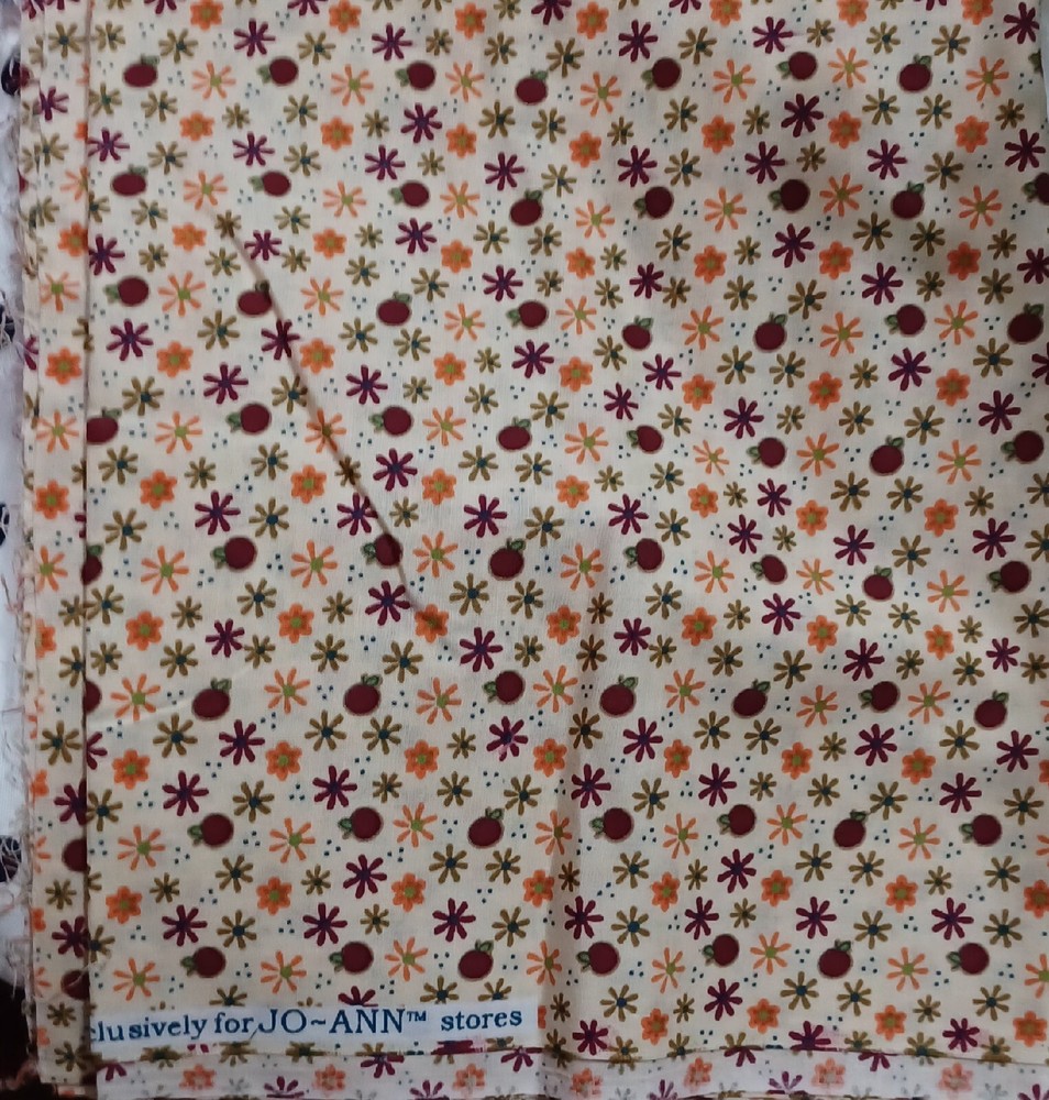1 yd, of Peachy Flower Fabric 42″ Wide. Cotton Jo ann Fabric