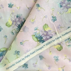 1 YD Violet Floral Fabric Traditions Purple Green Cotton Print
