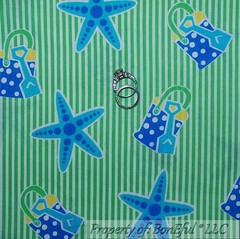 BonEful Fabric FQ Cotton Quilt Green White Stripe Aqua Blue Toy Kid Dot USA Mask