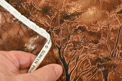 By 1/2 Yd, Brown & Metallic-Copper Trees on Marbled-Brown Cotton, Hoffman, V486