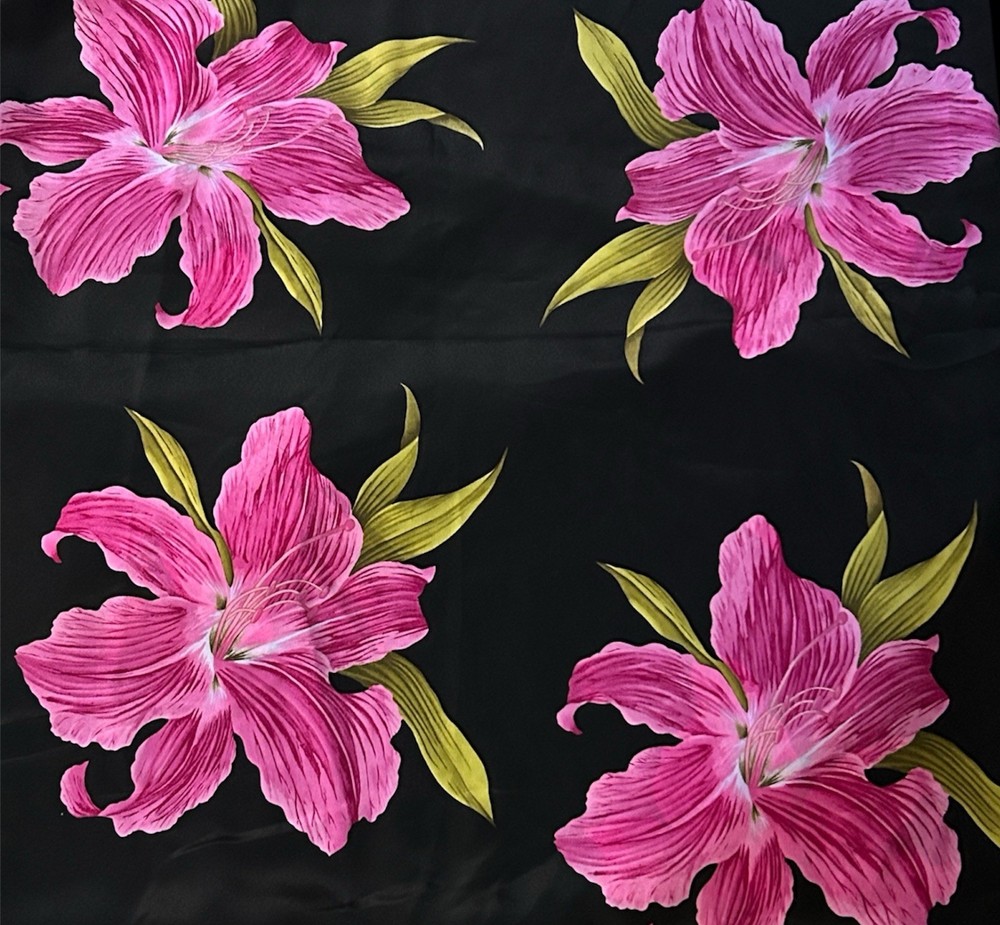 Harriet Sawyer For Euro American Text Corp Fabric Black Pink Lilly 161x 116”
