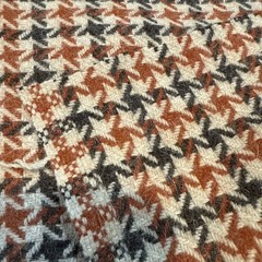 Vintage Cashmere Brown & Orange Houndstooth Wool Fabric 2.5 yd 60″ W Medium
