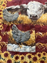 Buttermilk Farms apron one size cows, chickens Kitchen Cooking Farm