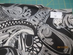 42″ x42 Vintage 1971 Klopman Mills Synthetic/Cotton Blend Mod Black Swirl fabric