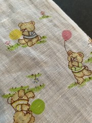 Vintage Bears with Balloons Cotton Fabric 44”W X 72” L