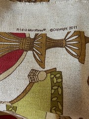 Fabric Lot 2 Yds 34 In 54 W Architectural Theme Tan Green Red Uphol Heavy Weight