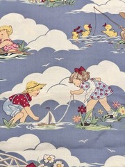 Vintage Michael Miller WATER PLAY-1 Cotton Fabric 2+YDS x44” Blue Patt # C-224