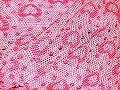 Hearts and Dots Knit Mesh Fabric Apparel Soft Polyester Pink By The Yard