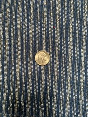 Remnant Vintage Navy White Striped Homespun Cotton fabric – 3 Yd 10”