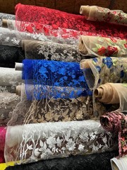 Nina WHITE Polyester 3D Floral Embroidery on Mesh Lace Fabric by the Yard – 100