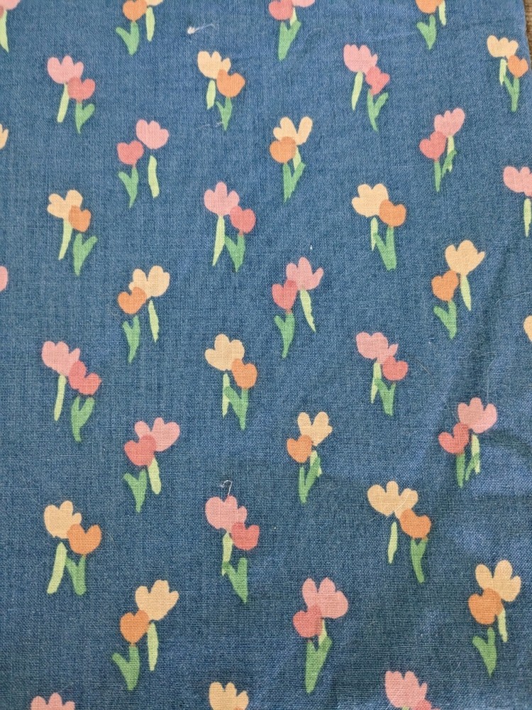 Vintage Stanley King Studio Decorator Fabric Blue Floral Dupont Teflon 35x 54″