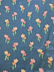 Vintage Stanley King Studio Decorator Fabric Blue Floral Dupont Teflon 35x 54″