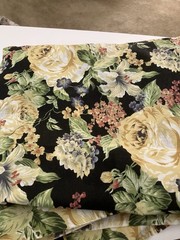 3 1/2 Yards Cotton Floral Fabric Black Background