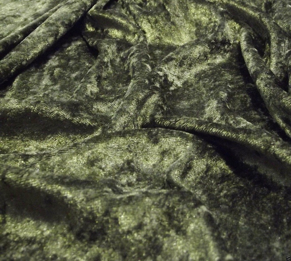Crushed Velvet Velour Fabric Material – OLIVE