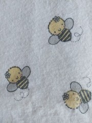 FLANNEL – 48″ x 42″ – Medium 1″ SCATTERED BEES ON WHITE – Joanns – Washed