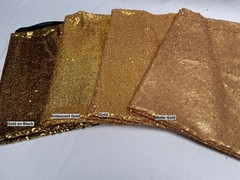 3mm Sequin Fabric Sparkling Glitter Sequins GOLD on BLACK Paillette – 120cm wide