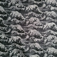 Black & Gray Waves on Japanese Cotton Dobby Shirting – Also in Black/Dark Blue