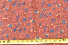 By 1/2 Yd, Stars with Wings & Hearts on Marbled-Rust Cotton, SSI, Kogut, P9304