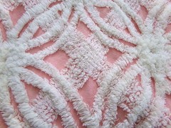 quilter’s favorite Vtg Pink & White Chenille Bedspread Fabric Pc Sewing Material