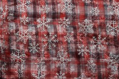 Snowflake Plaid Sheer Fabric 6+ Yards X 54 In Wide Red Sparkle Glitter Overlay