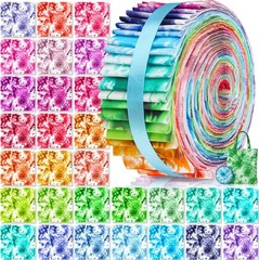 60 PCS Valentines Quilting Fabric Roll 2.6×40 Inch Cotton Strips Tie Dye