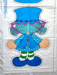 Vtg Blueberry Muffin Fabric Panel Cut Sew Stuffed Doll Strawberry Shortcake 1981