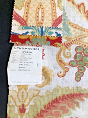 SCHUMACHER Fontenay Vase in Ivory 26 1/2″ Floral Linen Fabric Sample pc 1