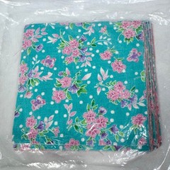 80 Quilting Squares 4×4 Pre Cut Fabric Blocks Floral Teal and Pink Tonal 4 Inch