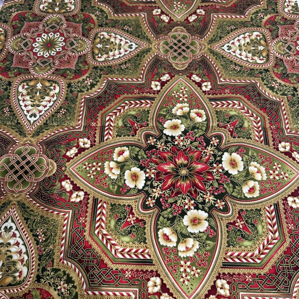 Robert Kaufman Holiday Flourish Medallion Cotton Quilting Fabric 1.8 Yd X 42″