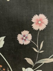 Jay Yang Pink Green Blue Floral Black Chintz Cotton Fabric 4 Yards