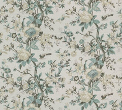 THIBAUT CURTAIN FABRIC DESIGN Nemour 3.5 METRES BEIGE/AQUA ENCHANTMENT COLL
