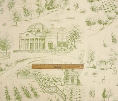 VINTAGE KRAVET MONTICELLO TOILE SAGE GREEN BEIGE EXCLUSIVE FABRIC BY YARD 53.5″W
