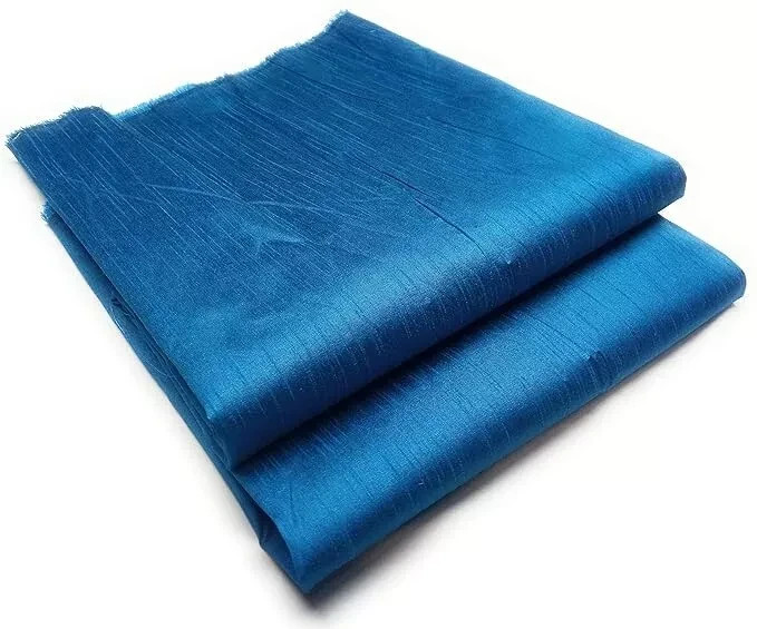 Blue Dupion Fabric For Dressmaking Tunic Top Blouse, Sewing Art & Craft