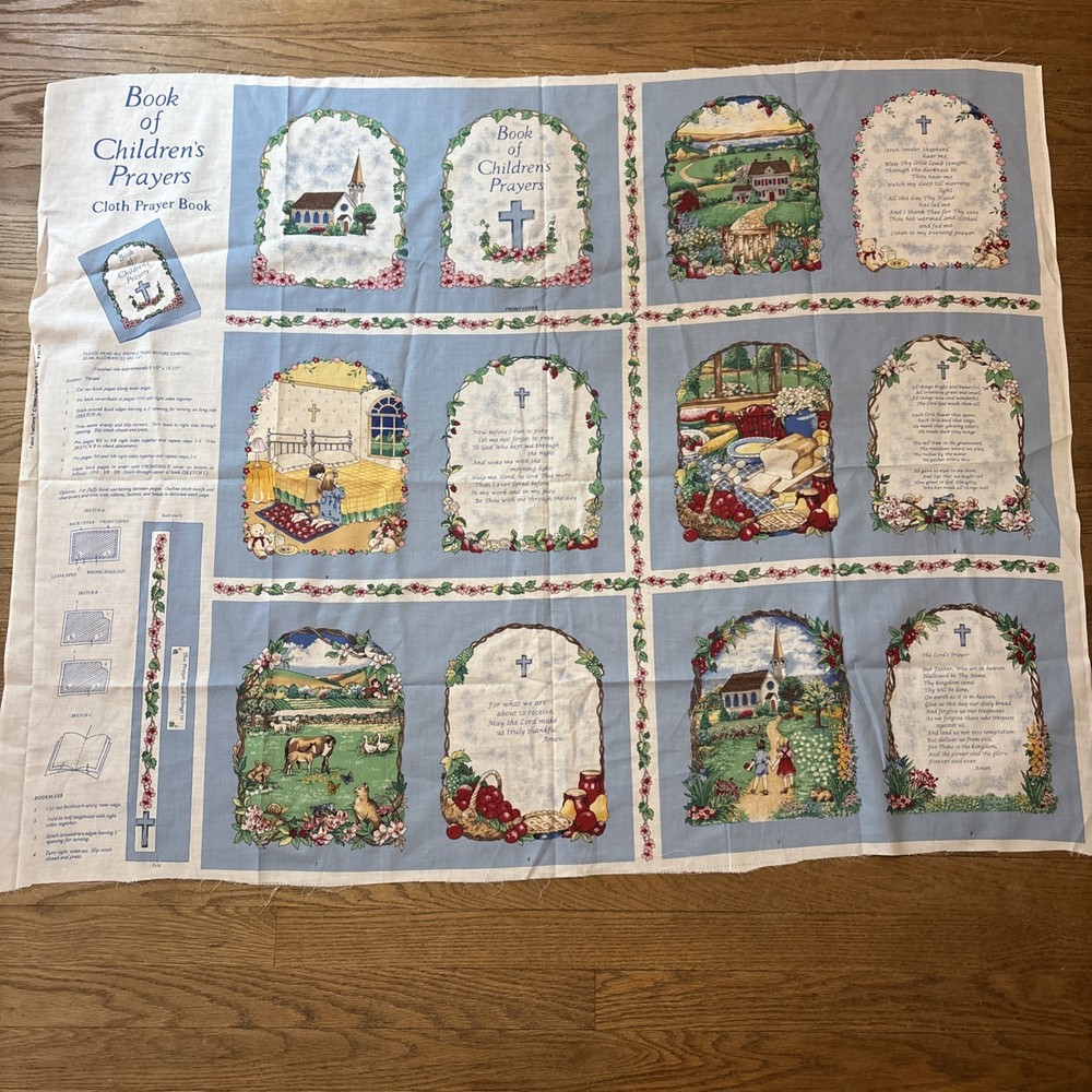 Vtg. 1996 Book Of Children’s Prayers Cloth Fabric Cut & Sew Panel Easter Baptism