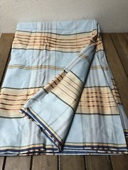 Upholstery Polyester Fabric Blue Tan 56 x 4 Yds Home Decor Craft Stiff New