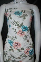 Rayon Stretch Jersey Knit Fabric Beautiful Floral Cream/Teal Multi color 9 oz