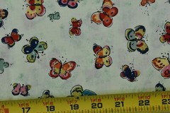 By 1/2 Yd, Vintage, Bright Colorful Butterflies on Cream Cotton, Jo-Ann, P7686