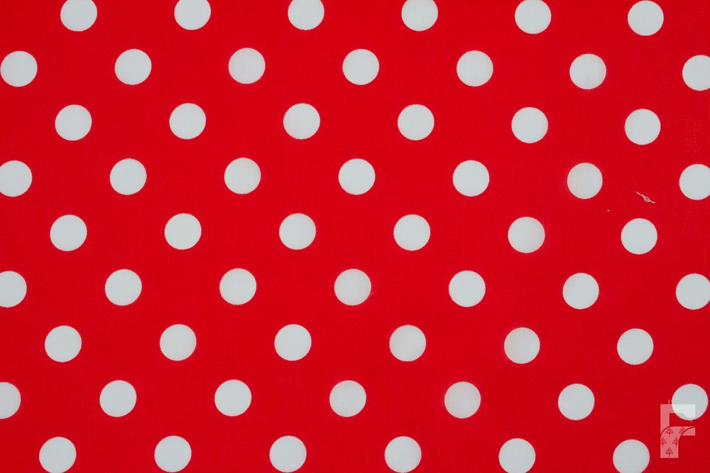 POLKA DOTS – 25 mm SPOTS ON PRINTED POLY COTTON FABRIC – WIDTH 114 CM