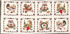Vintage Wamsutta Christmas Cats Cotton Fabric Panel 17″ x 36″