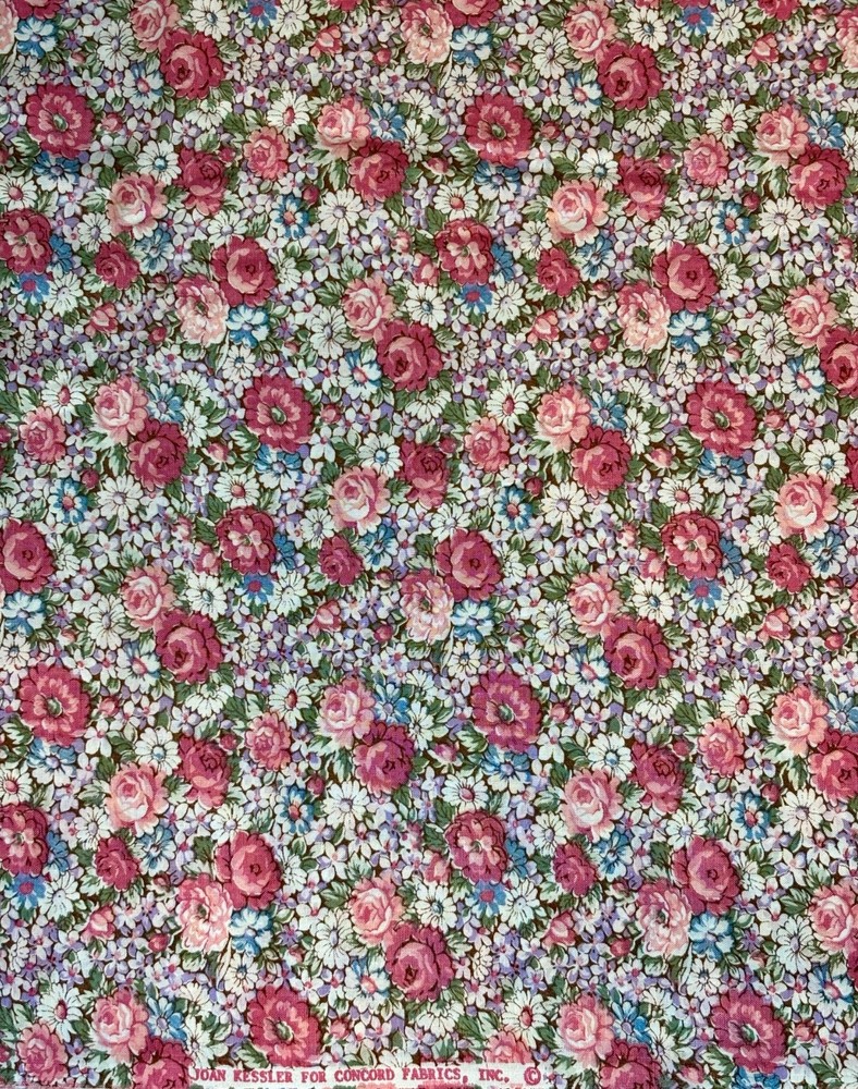 Vintage Joan Kessler Concord Floral Cotton Fabric 108″L x 44″W (3 Yards)