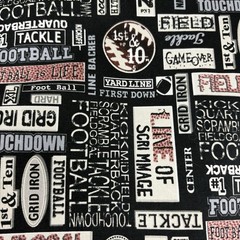Lot of 2 FQs Cotton Quilt Fabric Sports Theme, Football & Newspaper Style Prints