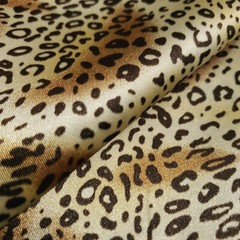Small Brown Cheetah Pring Charmeuse Satin Fabric 58″ By The Yard Animal Print