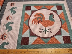 VTG Cranston Panel Rooster Weathervane Cotton Fabric 18×22 Facing SE Grandmacore