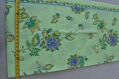 By 1/2 Yd, Vintage, Green & Yellow Foliage on Light-Green Cotton, Manes, V986