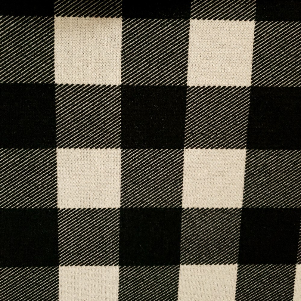 Black Ivory Buffalo Check Sweater Knit Fabric 58″ BTY Soft Brushed Plaid DIY