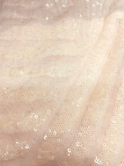 Thea BLUSH PEACH Geometric Sequins Diamond & Stripes on Mesh Lace Fabric by the