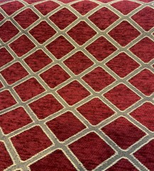 Chenille Upholstery Diamond Ruby Red Gold Cleopatra fabric By The Yard