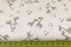 Giraffe Pair On White Flannel fabric sold by the yard #2754