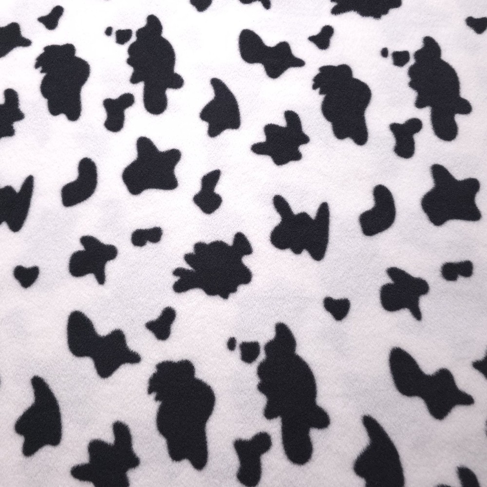 Cow Print Fleece Fabric 58″ Wide Black White Cow Spots Fleece Yard