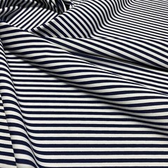 Swimwear Fabric Spandex Stretch Nylon /Navy Blue and White Stripes Print By Yard